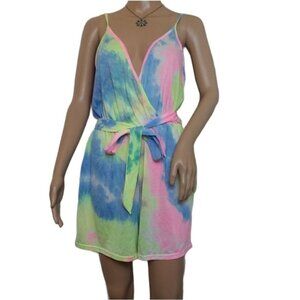 Shein Cotton Candy Tie Dye Surplice Romper
